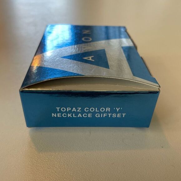 NIB Avon Topaz Color Y Necklace & Dangle Earrings Burnished Metal - Picture 9 of 10